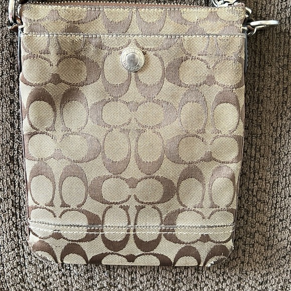 Coach Tan and Brown Crossbody Bag with Signature Monogram - Picture 4 of 5